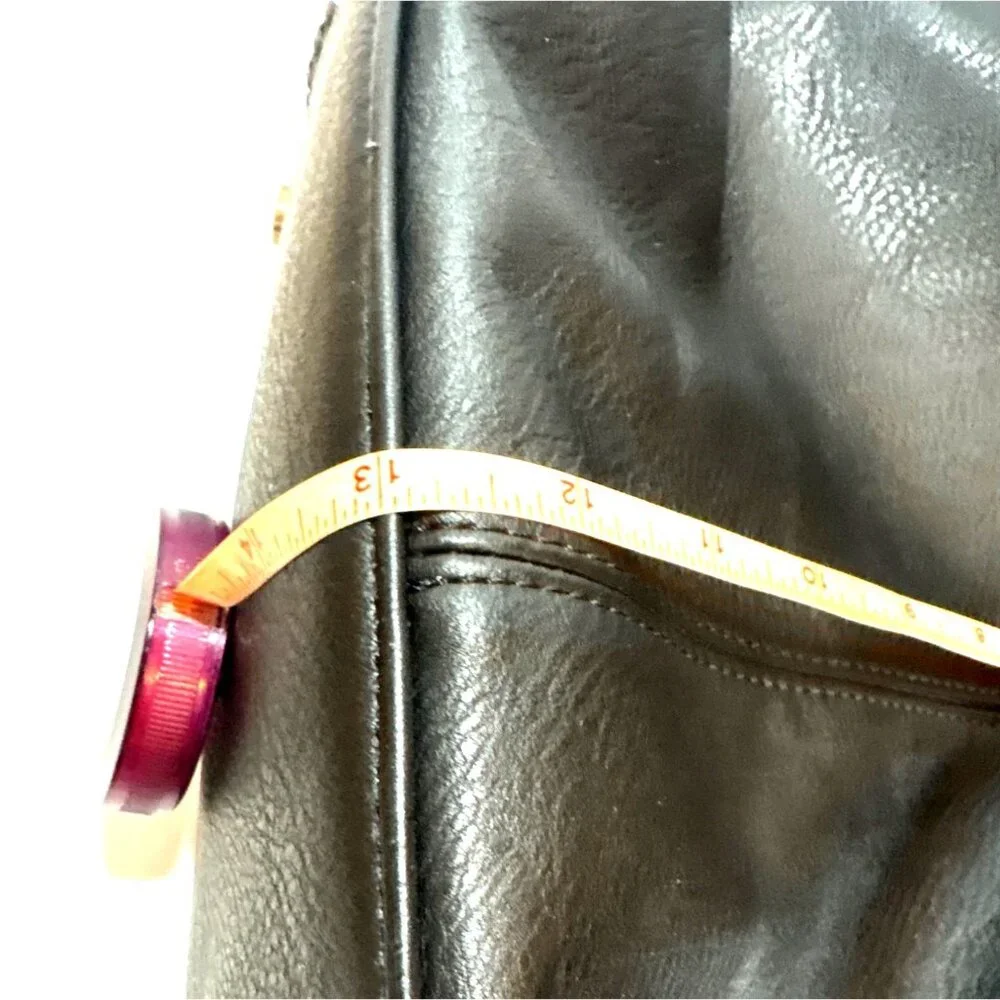 Antik Kraft Black Faux Leather Shoulder Bag With Gold-Tone Accents & Pink Patter